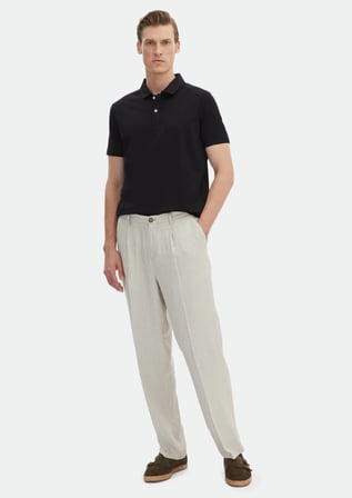 Siyah Düz Polo Yaka %100 Pamuk T-Shirt