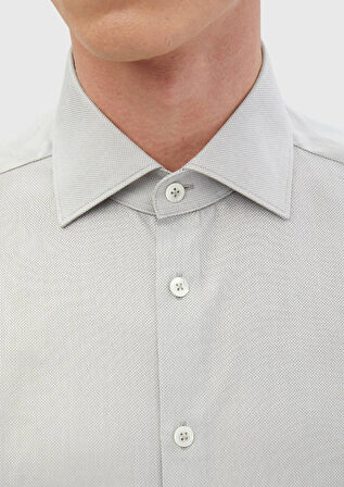Gri Düz Regular Fit Dokuma Klasik %100 Pamuk Gömlek