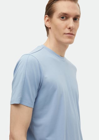Açık Mavi Düz Bisiklet Yaka T-Shirt