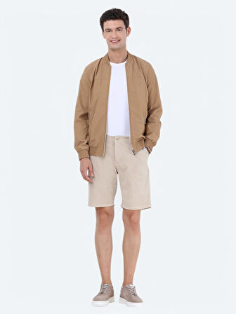 Deve Tüyü Regular Fit Dik Yaka Casual Dokuma Mont