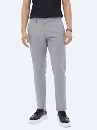 Gri Dokuma Slim Fit Casual Pantolon