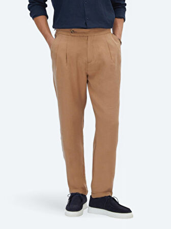 Açık Kahve Dokuma Carrot Fit Casual Pantolon