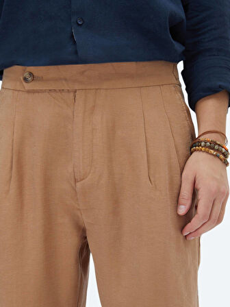 Açık Kahve Dokuma Carrot Fit Casual Pantolon