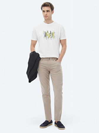 Vizon Dokuma Slim Fit Casual Pamuk Karışımlı Pantolon