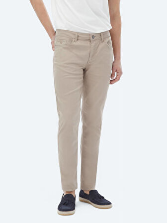 Vizon Dokuma Slim Fit Casual Pamuk Karışımlı Pantolon