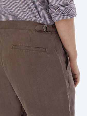 Kahverengi Dokuma Carrot Fit Casual Bermuda