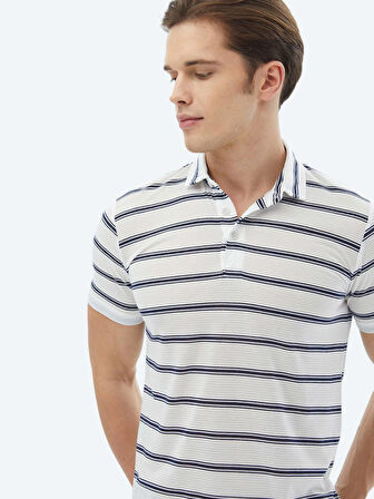 Lacivert Çizgili Polo Yaka T-Shirt