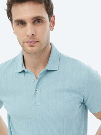 Mint Jakarlı Polo Yaka Pamuk Karışımlı T-Shirt