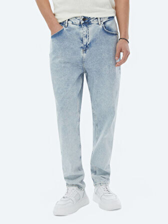 Açık Mavi Carrot Fit Denim %100 Pamuk Pantolon