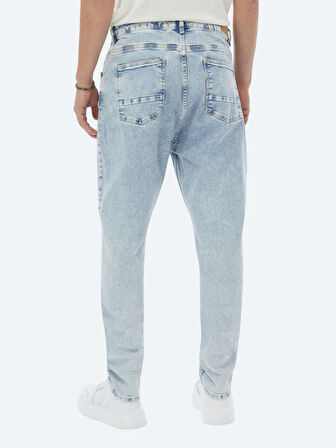 Açık Mavi Carrot Fit Denim %100 Pamuk Pantolon