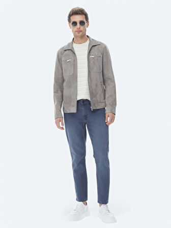 Lacivert Slim Fit Denim Pamuk Karışımlı Pantolon