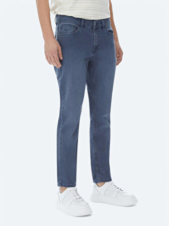 Lacivert Slim Fit Denim Pamuk Karışımlı Pantolon