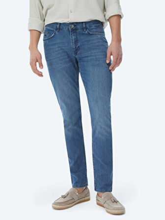Lacivert Slim Fit Denim Pamuk Karışımlı Pantolon