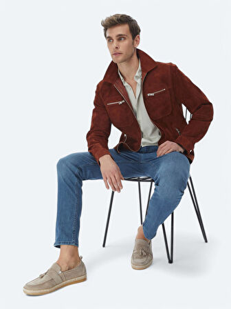 Lacivert Slim Fit Denim Pamuk Karışımlı Pantolon