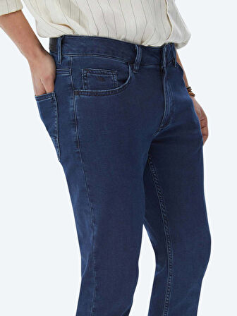 Lacivert Slim Fit Denim Pamuk Karışımlı Pantolon