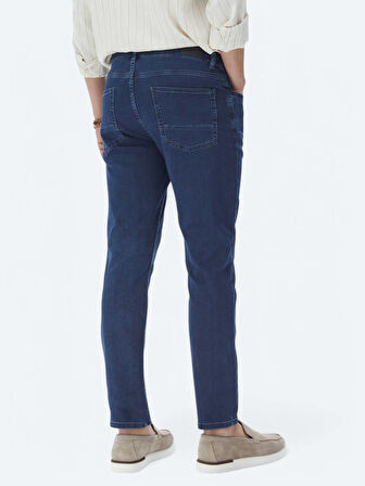 Lacivert Slim Fit Denim Pamuk Karışımlı Pantolon