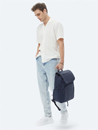 Ekru Regular Fit Dokuma Klasik Keten Karışımlı Gömlek