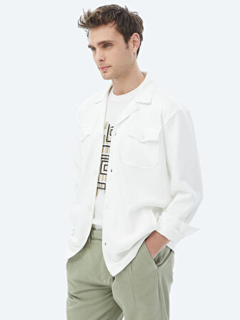 Bej Regular Fit Overshırt