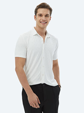 Ekru Regular Fit Casual Gömlek