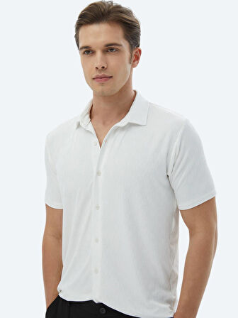 Ekru Regular Fit Casual Gömlek
