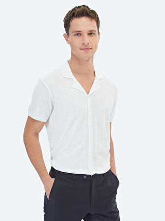 Ekru Regular Fit Casual Gömlek
