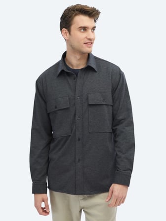 Antrasit Düz Oversize Fit Casual Pamuk Karışımlı Gömlek