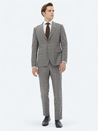 Gri Mikro Modern Fit Takım Elbise