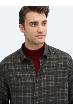 Antrasit Kareli Regular Fit Dokuma Casual Gömlek
