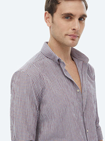 Mürdüm Regular Fit Dokuma Casual Pamuk Karışımlı Gömlek