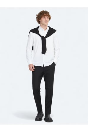 Beyaz Regular Fit Casual Gömlek