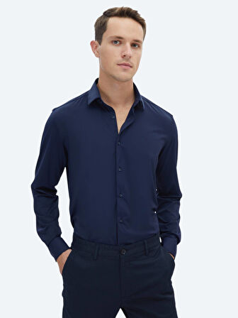 Lacivert Regular Fit Casual Gömlek