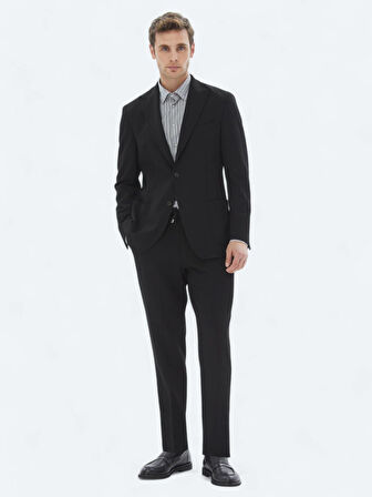 Siyah Desenli Modern Fit Takım Elbise