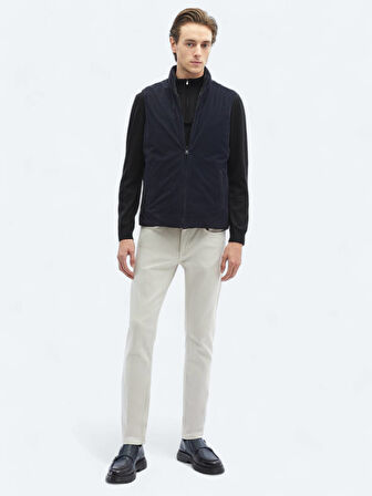 Siyah Regular Fit Gizli Kapüşon Casual Dokuma Spor Yelek