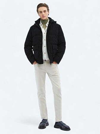 Siyah Regular Fit Casual Dokuma Mont