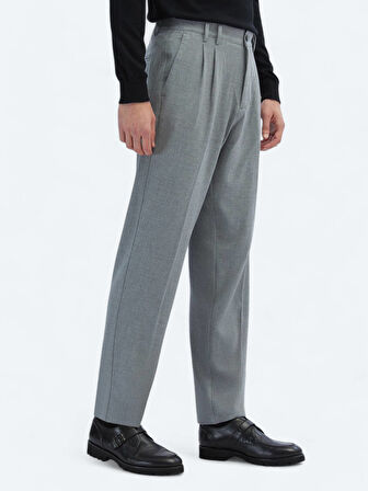 Gri Dokuma Carrot Fit Casual Pantolon