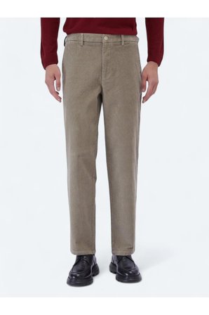Bej Dokuma Loose Fit Kadife Casual Pamuk Karışımlı Pantolon