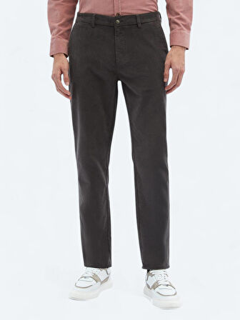 Gri Dokuma Regular Fit Kadife Casual Pamuk Karışımlı Pantolon