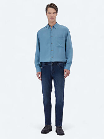İndigo Slim Fit Denim Pamuk Karışımlı Pantolon