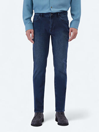 İndigo Slim Fit Denim Pamuk Karışımlı Pantolon