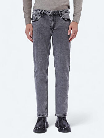 Antrasit Loose Fit Denim Pamuk Karışımlı Pantolon