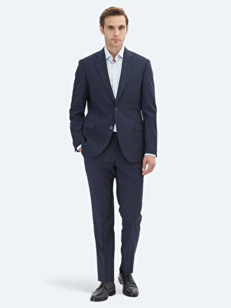 Lacivert Mikro Modern Fit Yün Karışımlı Takım Elbise
