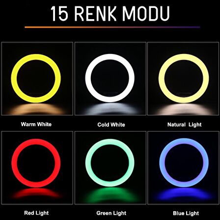 Juo MJ20 RGB Ring Light 20Cm Led Video Işığı (Ayak Dahil)