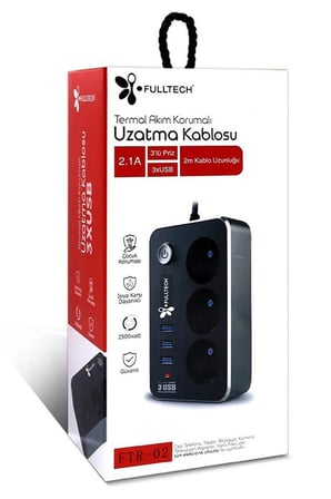 Fultech Ftr-02 Üç Usb Akım Korumalı Priz 2 Mt (2.1 Amp) -
