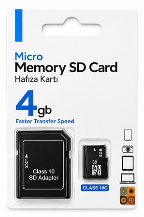 4 GB Micro SD Hafıza Kartı Class 10 – SD Adaptörlü Hızlı Veri Aktarımı,