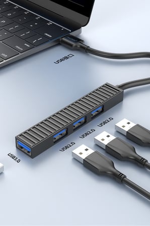 Fulltech FH2 4 Port USB Hub Çoklayıcı – USB 3.0 5 Gbps + 3× USB 2.0, USB-C Güç Girişli Tak Çalıştır USB Çoğaltıcı