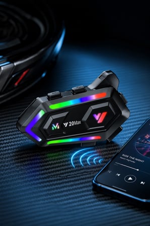 Blic Y20MAX Bluetooth 6.0 Motosiklet Kask Kulaklığı – Çiftli İnterkom, 300 Metre Menzil, 25 Saat Konuşma, RGB Işık, IPX6, 1000mAh
