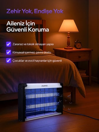 Auhma AQM01 Çift Ampullü Elektrikli Sineklik | Sivrisinek Kovucu & Yakalama Cihazı | 30 m² Etki Alanı | Dış Mekan Kullanımı