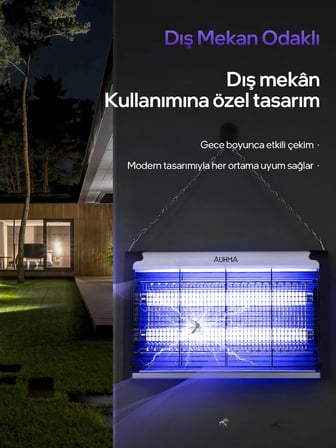 Auhma AQM01 Çift Ampullü Elektrikli Sineklik | Sivrisinek Kovucu & Yakalama Cihazı | 30 m² Etki Alanı | Dış Mekan Kullanımı