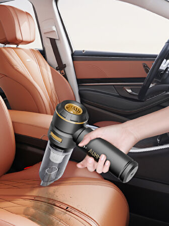 Auhma AHV-02 Kablosuz Araç İçi Süpürge Siyah | 17000PA Güçlü Vakum | Fırçasız Motor | Üfleme & Vakum Özellikli | 9 Başlık + Type-C Kablo
