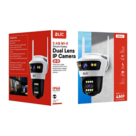 Blic Dual Lens 2.4G Wi-fi 4 Mp Ultra Hd Ip Kamera BLM-56